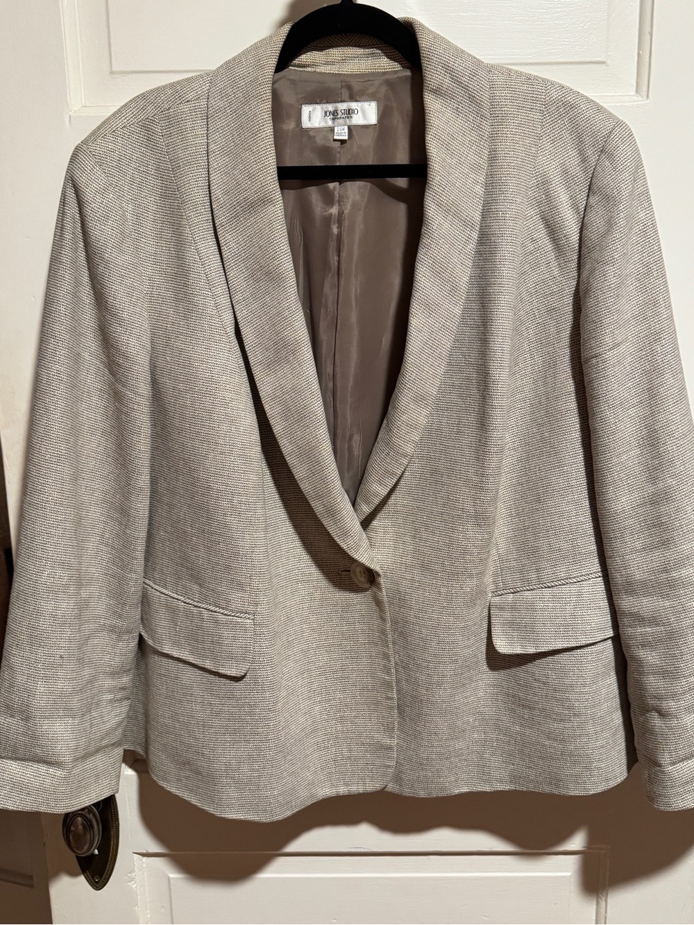 Jones New York Women's Light Beige/ Gray Metallic Textured Blazer